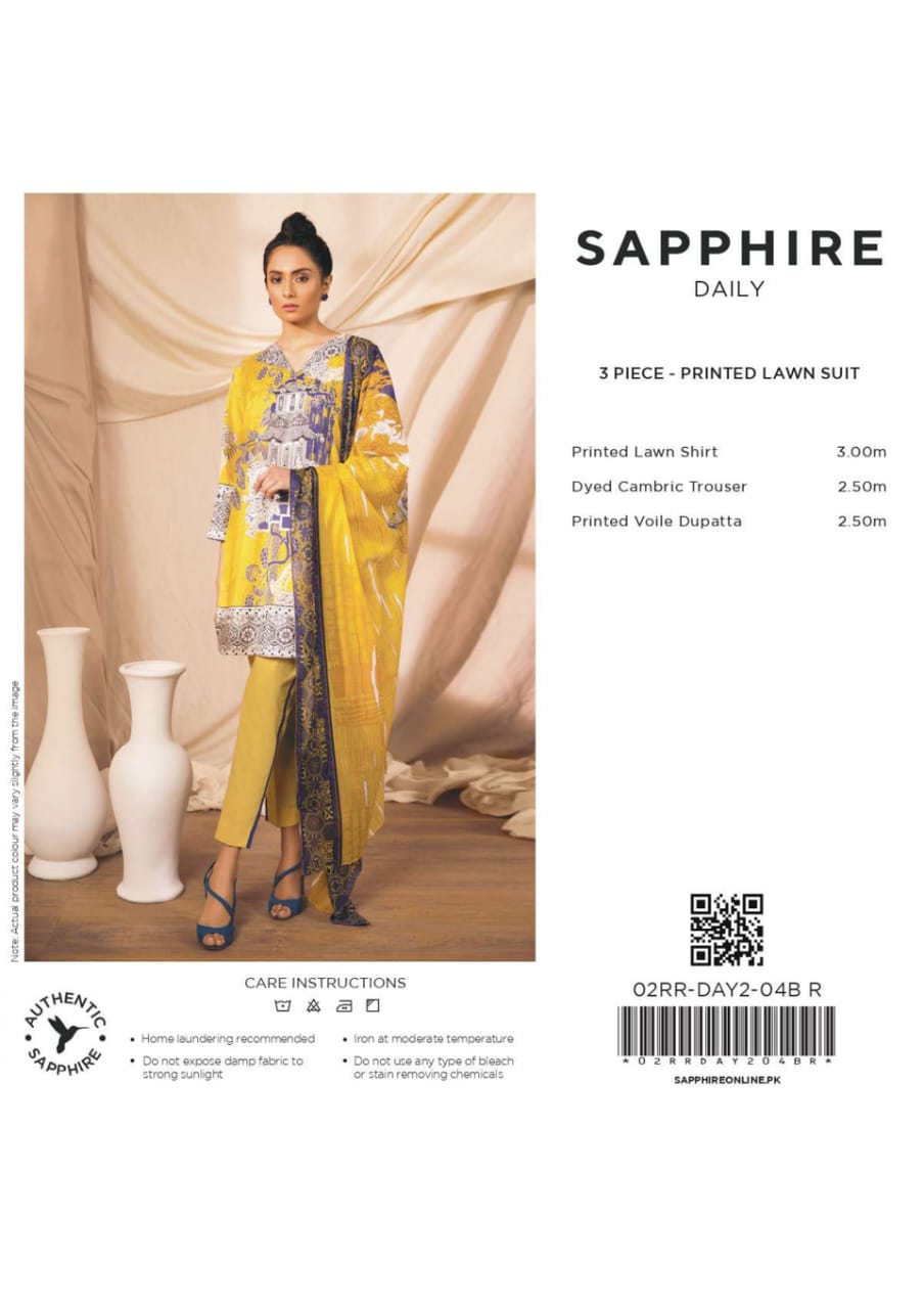 Sapphire 3-Piece Digital Printed Lawn Collection O2RR-DAY2-04BRO2RR-DAY2-04BR