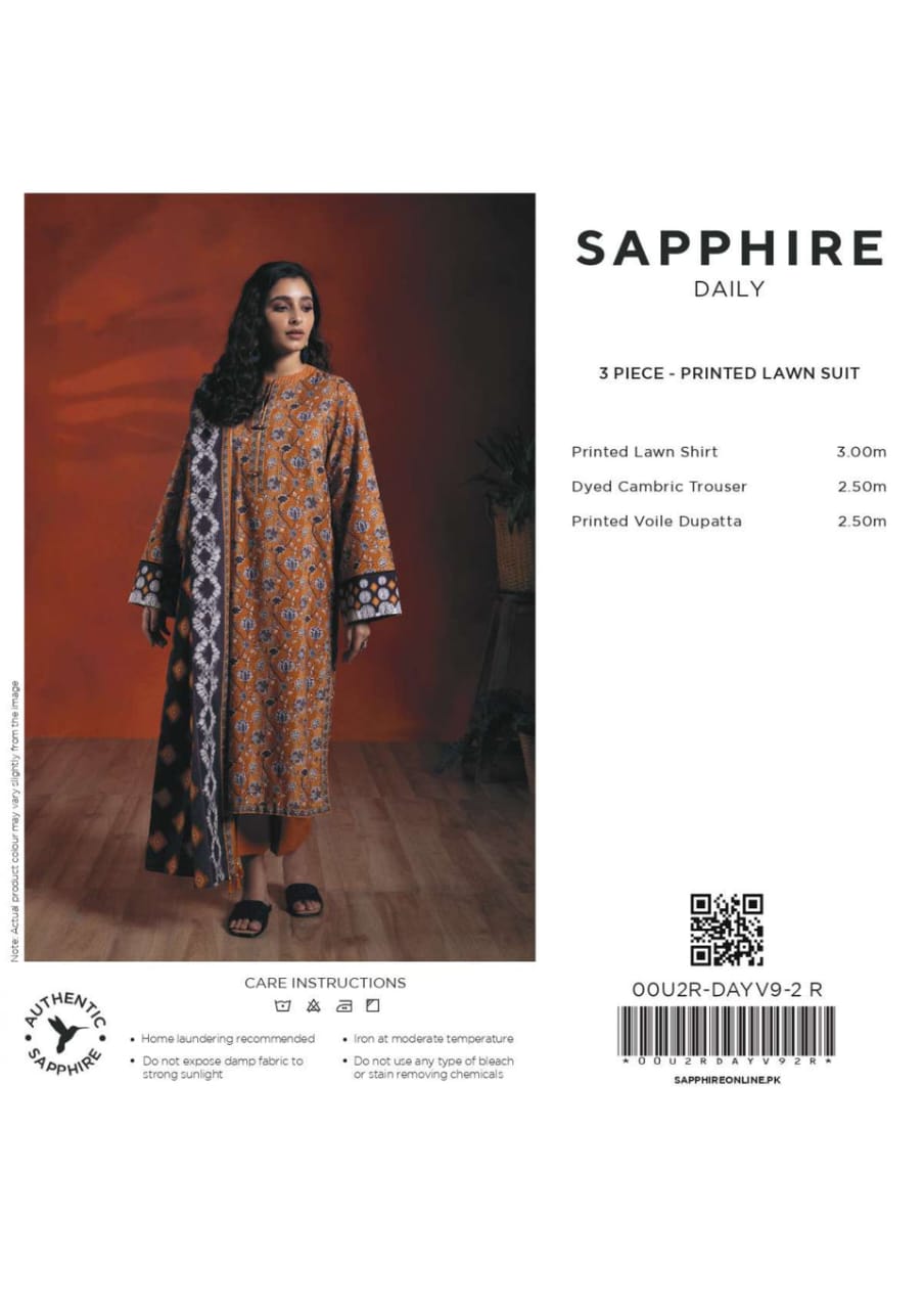 Sapphire 3-Piece Digital Printed Lawn Collection  00U2R-DAYV9-2R