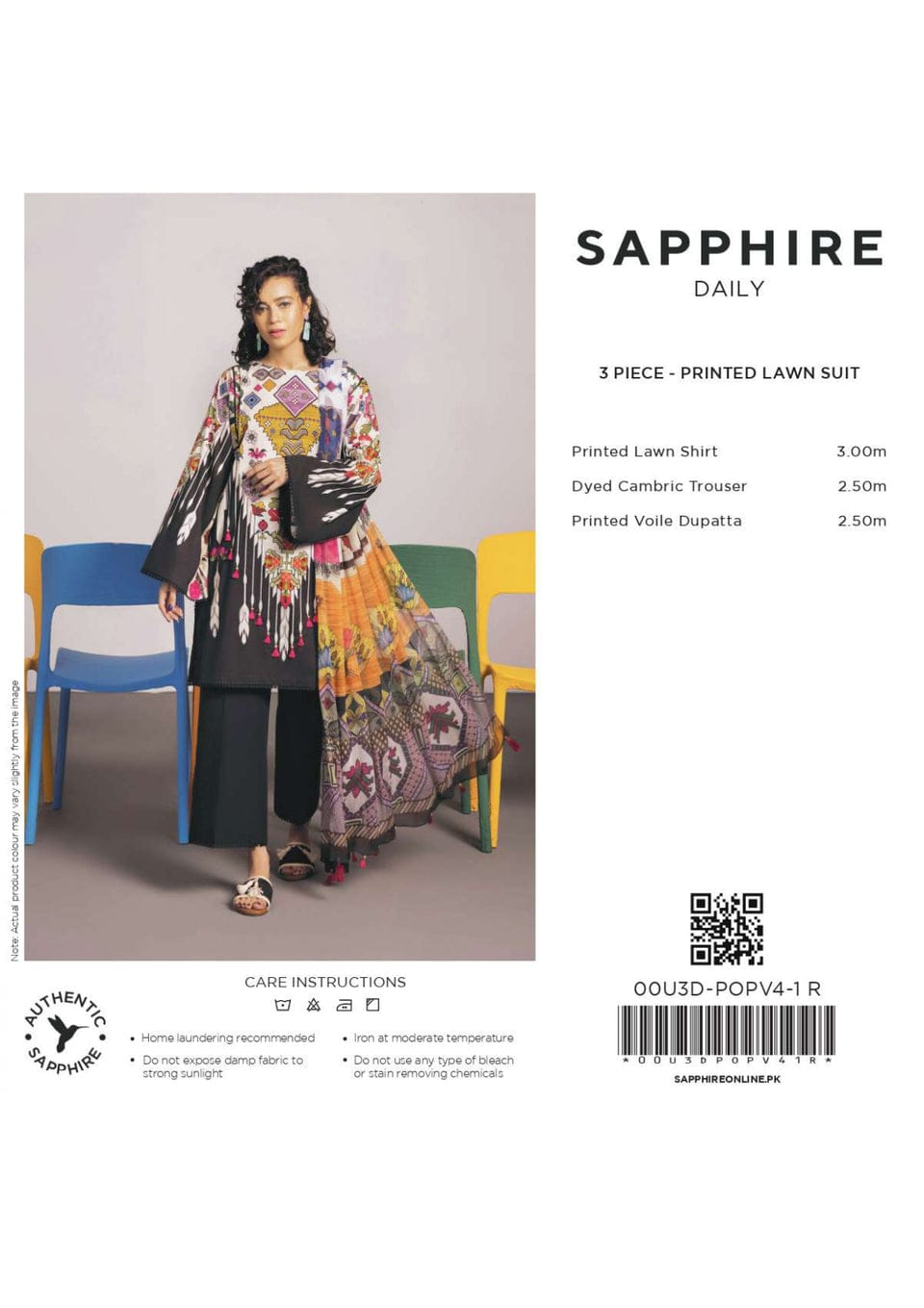 Sapphire 3-Piece Digital Printed Lawn  00U3D-POPV4-1R