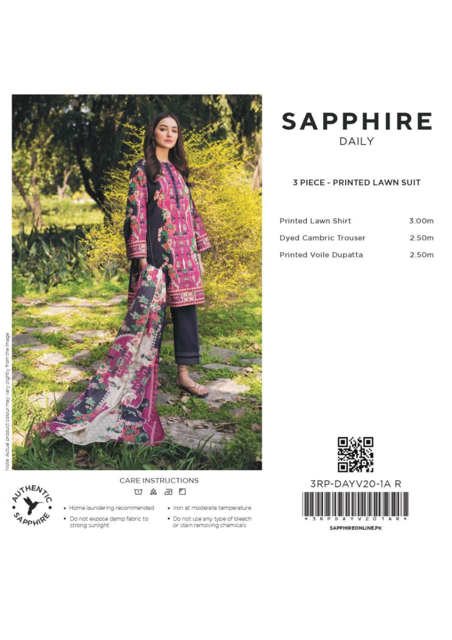 Sapphire 3-Piece Digital Printed Lawn 3RR-DAYV20-1A R